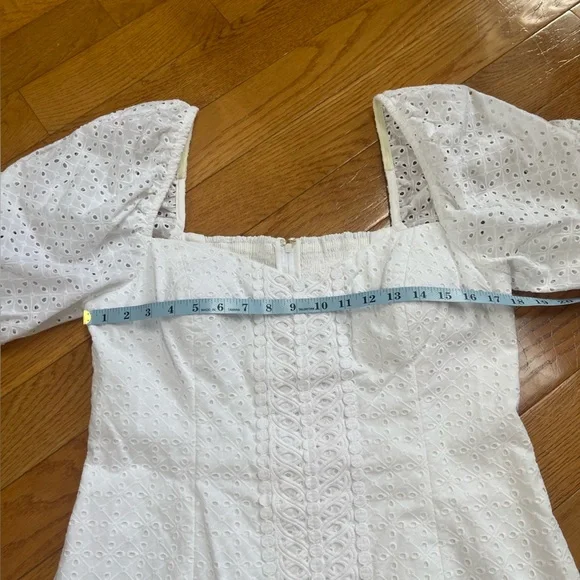 Lilly Pulitzer Daniela Cotton Eyelet Mini Coquette Dress White Puff Sleeves 14